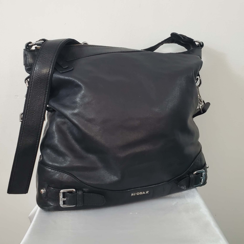 RUDSAK Black Leather 2in1 Crossbody/ Shoulder Bag